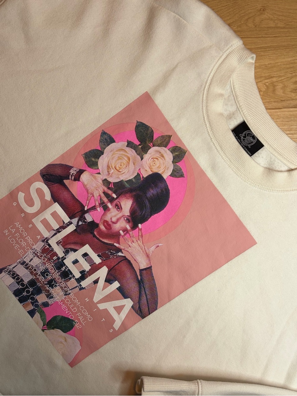 Selena White Graphic Crewneck Sweatshirt 3XL Plus Soft Slouch